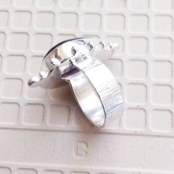 Sz 7.75 ~ Huge Amethyst in Bright Silver! February Birthstone. Intense & Flashy! - Picture 10 of 14